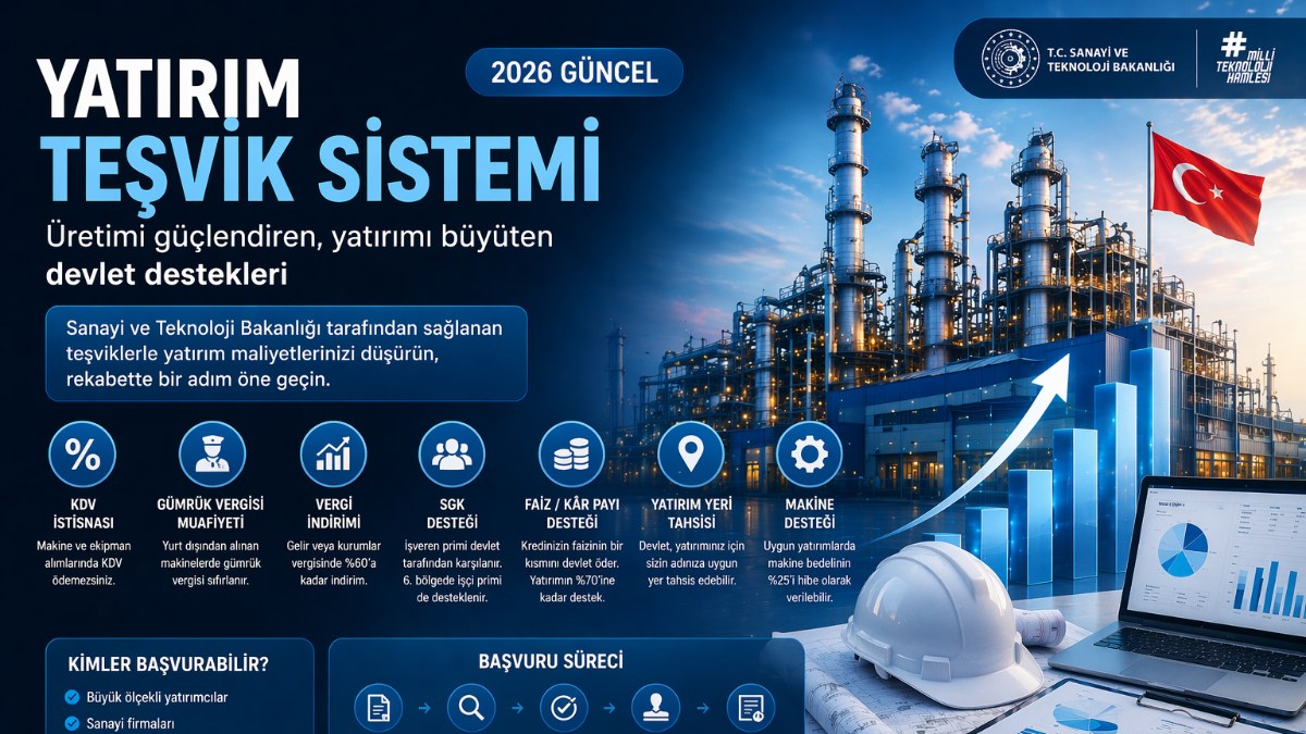 Yatırım Teşvik Sistemi Nedir? 2026 Güncel Destekler, Şartlar ve Başvuru Süreci